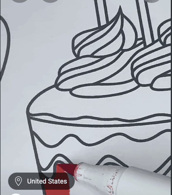Happy Birthday Cake with Hearts Valentine Coloring Page-HowToVideo