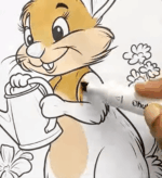 Happy Bunny Watering Flowers Printable Coloring Page How to Video