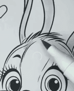 Happy Bunny With Heart Balloons Valentine Coloring Page How To Video