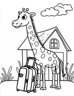 Happy Giraffe with Suitcase Coloring Page by Mindset Flow