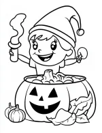 Happy Girl Holding Snacks Halloween Coloring Page By Mindset Flow