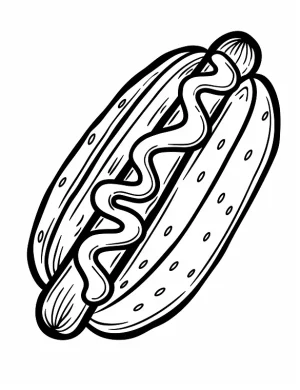 Happy Hot Dog with Mustard Coloring Page by Mindset Flow