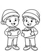Happy Kids Singing Together Christmas Coloring Page by Mindset Flow