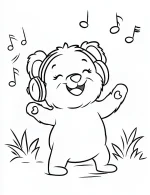 Happy Koala Dancing with Headphones Coloring Page by Mindset Flow