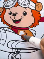 Happy Lion Flying Airplane Summer Coloring Page How to Video