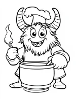 Happy Monster Chef Coloring Page by Mindset Flow
