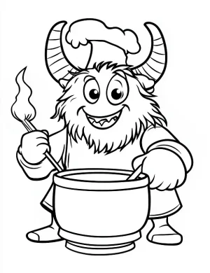 Happy Monster Chef Coloring Page by Mindset Flow