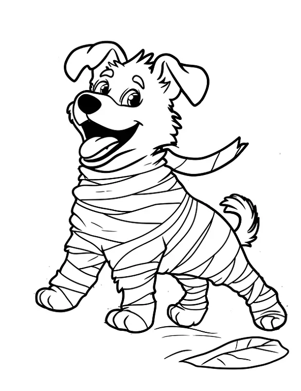 Happy Mummy Dog Halloween Coloring Page By Mindset Flow