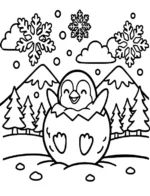 Happy Penguin Snowball Coloring Page By Mindset Flow