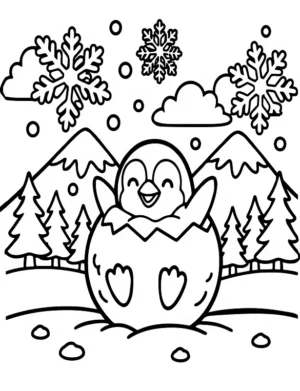 Happy Penguin Snowball Coloring Page By Mindset Flow