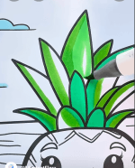 Happy Pineapple On The Beach Summer Coloring Page-HowToVideo