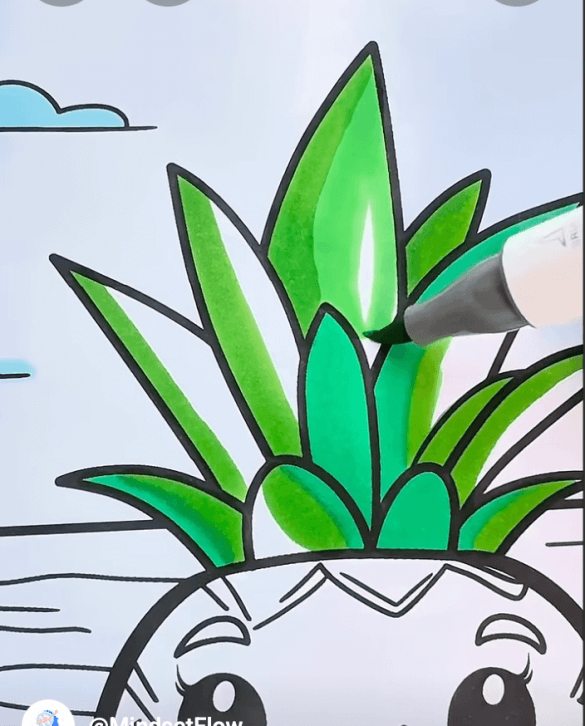 Happy Pineapple On The Beach Summer Coloring Page-HowToVideo