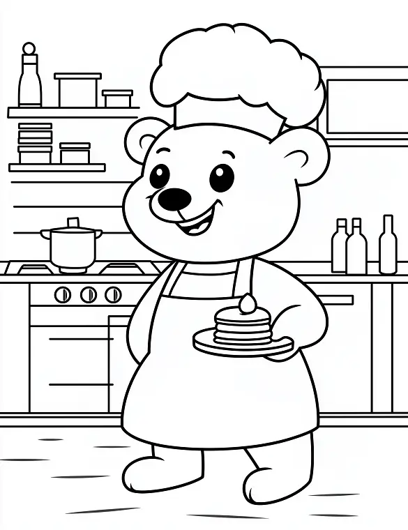 Happy Polar Bear Chef with Pancakes Coloring Page By Mindset Flow Happy Polar Bear Chef with Pancakes Coloring Page By Mindset Flow
