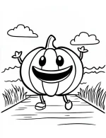 Happy Pumpkin Character Running Halloween Coloring Page by Mindset Flow