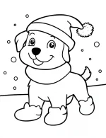 Happy Puppy in Santa Gear Christmas Coloring Page by Mindset Flow