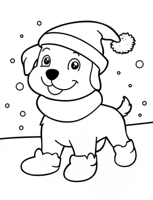 Happy Puppy in Santa Gear Christmas Coloring Page by Mindset Flow