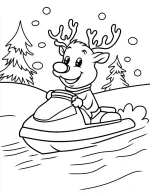 Happy Reindeer Riding a Jet Ski Coloring Page by Mindset Flow