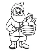 Happy Santa Carrying Christmas Basket Coloring Page By Mindset Flow