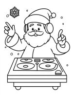 Happy Santa DJ with Headphones Dancing Coloring Page by Mindset Flow