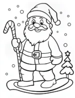 Happy Santa Holding Candy Cane Coloring Page By Mindset Flow