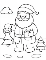 Happy Santa Holding Christmas Bell Coloring Page by Mindset Flow