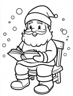 Happy Santa Reading a Book Christmas Coloring Page by Mindset Flow
