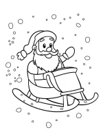 Happy Santa in Sleigh with Snowflakes Christmas Coloring Page by Mindset Flow