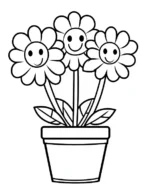 Happy Smiling Daisies In Pot Flower Coloring Page By Mindset Flow