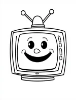 Happy Snowman Face on TV Coloring Page by Mindset Flow