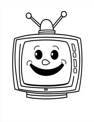 Happy Snowman Face on TV Coloring Page by Mindset Flow