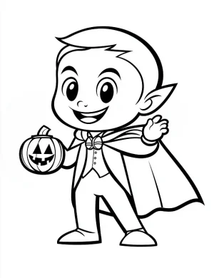 Happy Vampire Child In a Tuxedo Coloring Page by Mindset Flow