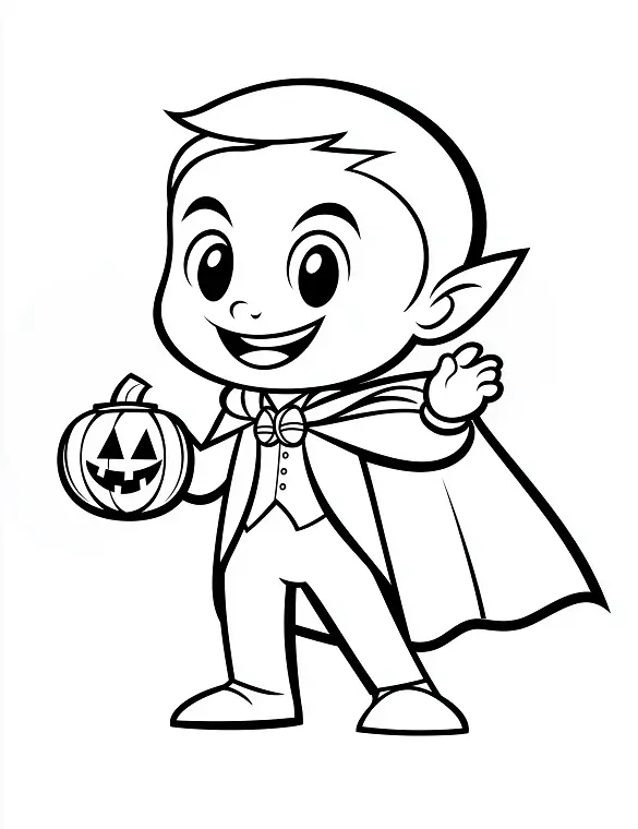 Happy Vampire Child In a Tuxedo Coloring Page by Mindset Flow