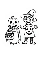 Happy Witch and Pumpkin Basket Halloween Coloring Page by Mindset Flow