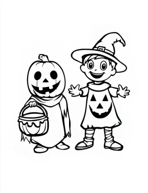Happy Witch and Pumpkin Basket Halloween Coloring Page by Mindset Flow