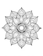 Harmonic Geometric Floral Mandala Circle Petal Design Coloring Page by Mindset Flow