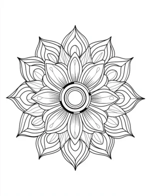 Harmonic Geometric Floral Mandala Circle Petal Design Coloring Page by Mindset Flow