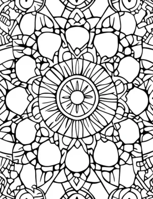 Harmonious Seamless Geometric Mandala Pattern Coloring Page by Mindset Flow