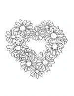 Heart-Shaped Daisy Flower Wreath Flower Coloring Page By Mindset Flow