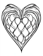 Heart Shaped Pattern With Wavy Lines Intricate Design Coloring Page by Mindset Flow