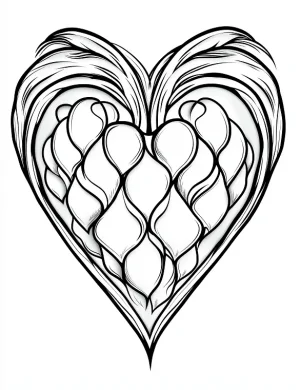 Heart Shaped Pattern With Wavy Lines Intricate Design Coloring Page by Mindset Flow