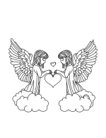 Heavenly Angels Holding Heart Christmas Coloring Page By Mindset Flow