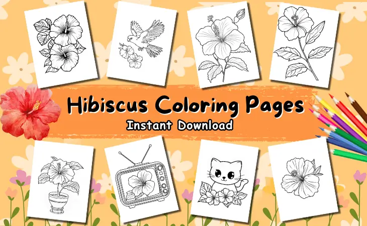 Hibiscus Coloring Pages by Mindset Flow
