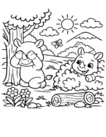Hide and Seek Rhino Coloring Page By Mindset Flow