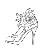 High Heel Shoe With Rose Adult Flower Coloring Page By Mindset Flow