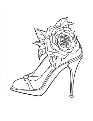 High Heel Shoe With Rose Adult Flower Coloring Page By Mindset Flow