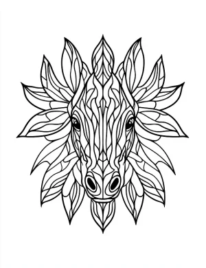Horse Floral Head with Elegant Designs Coloring Page by Mindset Flow