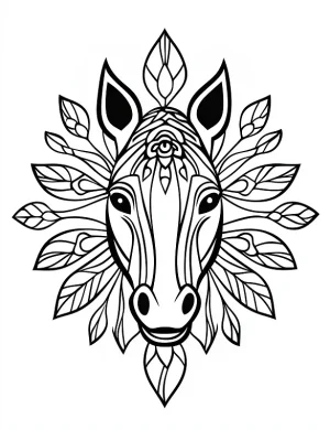 Horse Head with Pointed Petals Coloring Page by Mindset Flow