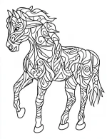 Horse Mandala with Flowing Lines and Abstract Patterns Coloring Page by Mindset Flow