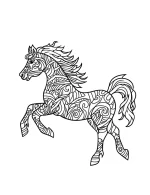 Horse Mandala with Swirl Patterns and Artistic Lines Coloring Page by Mindset Flow