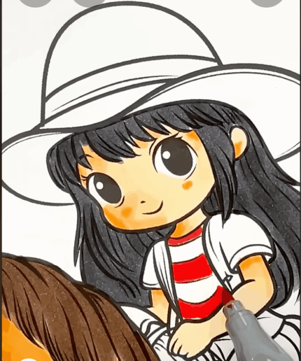 Horse Riding Girl In Nature Adult Coloring Page-HowToVideo